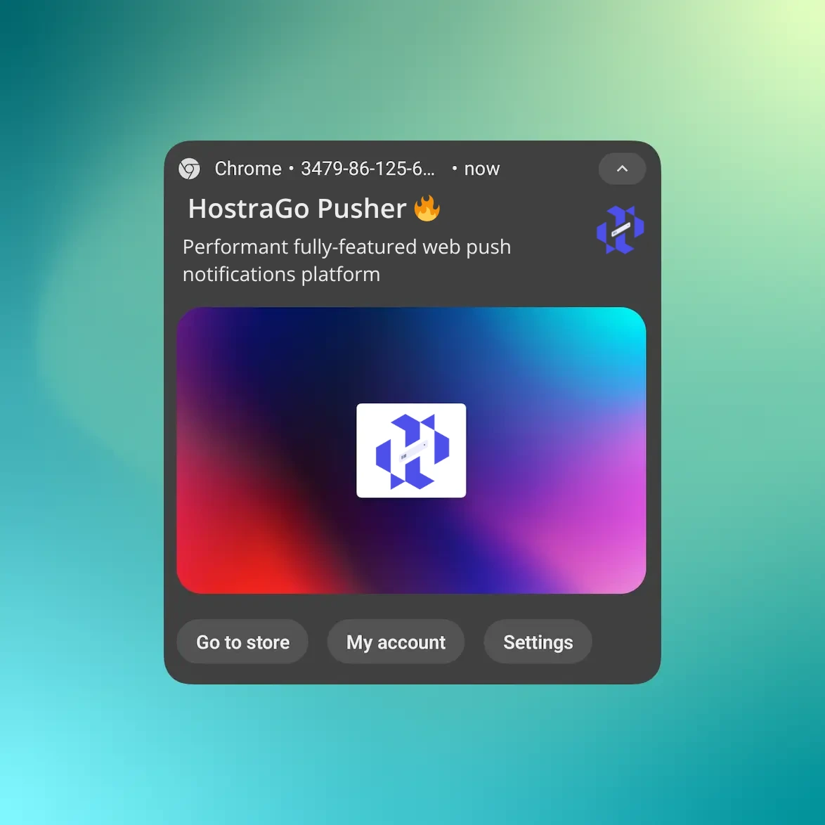 Screenshot of the app sending web push notifications